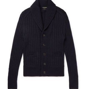 Tom Ford Shawl-Collar Ribbed Merino Wool Cardigan